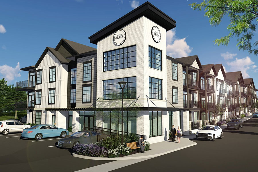 Exterior rendering of Mission Flats Apartments in Mission, Kansas