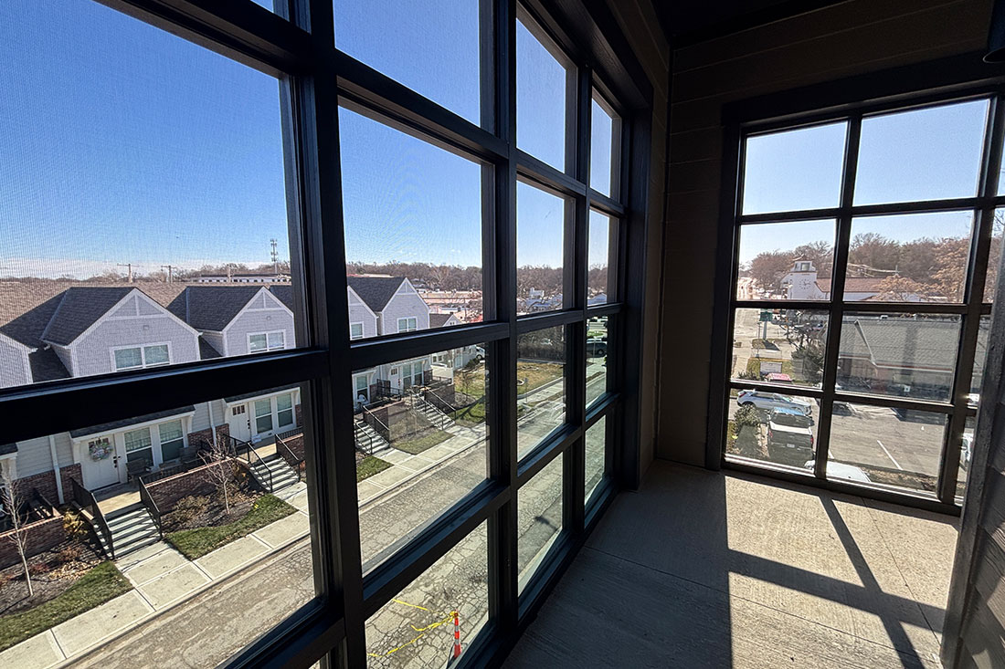 Bright and spacious living area at Mission Flats Apartments in Mission, Kansas