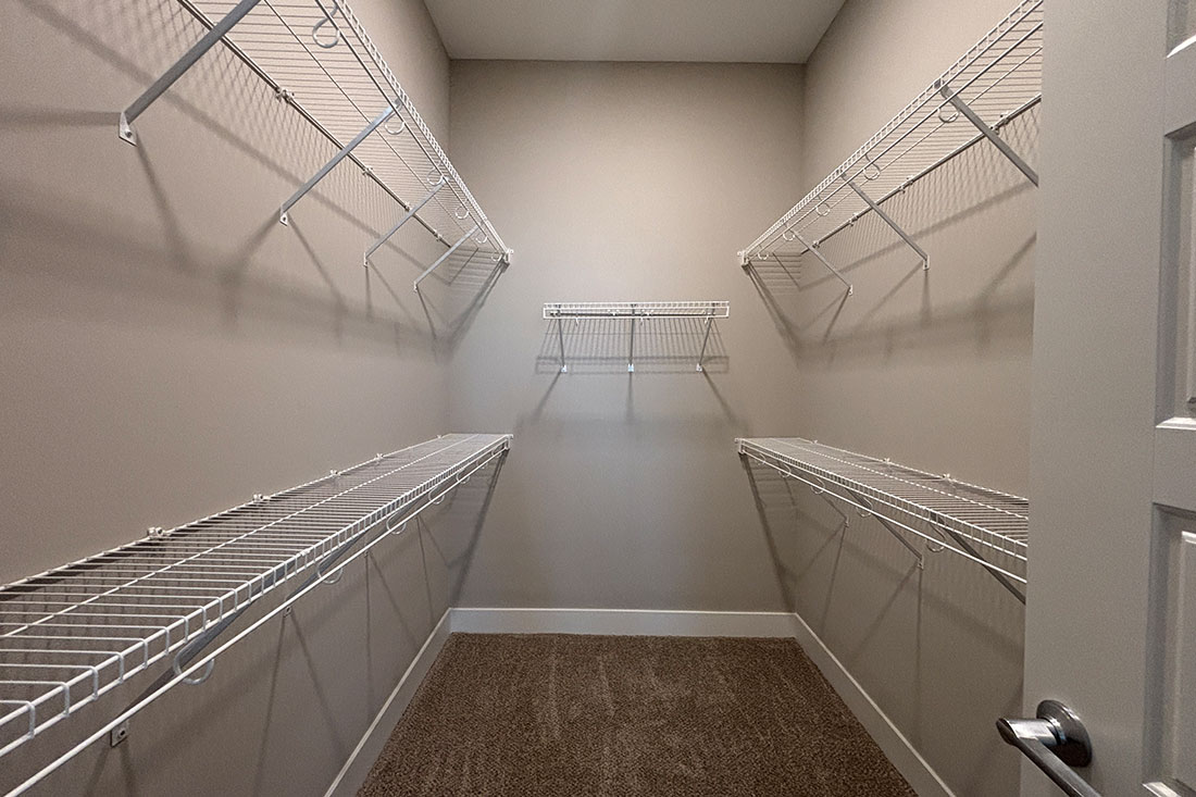 Spacious closet at Mission Flats Apartments in Mission, Kansas