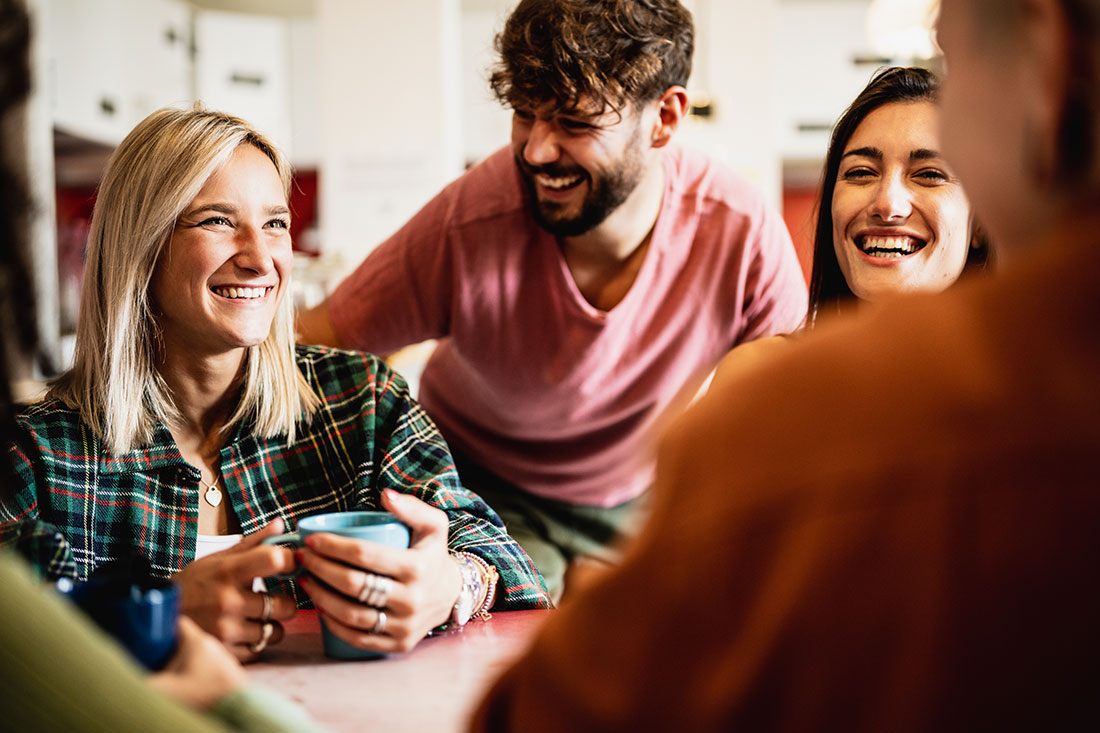 Group of friends enjoying coffee together